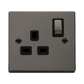 Front view of Click Deco Black Nickel 13A Single Socket