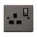 Front view of Click Deco Black Nickel 13A Single Socket