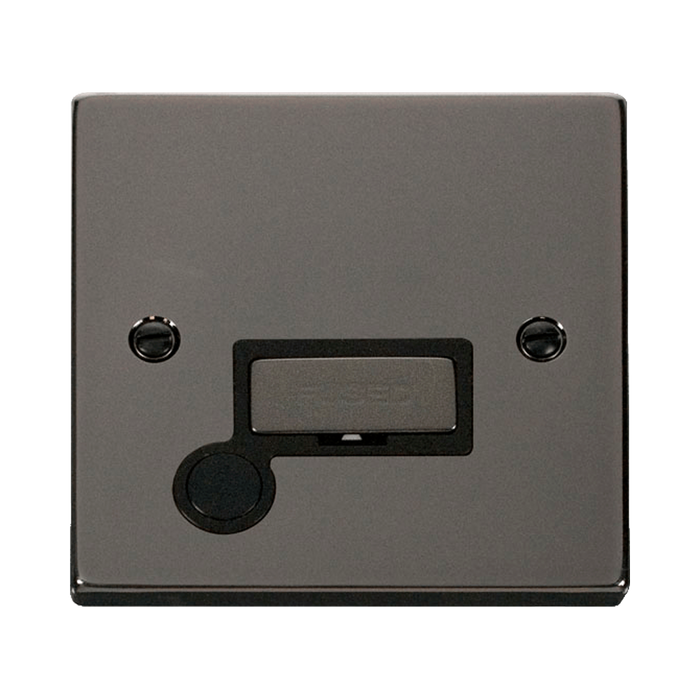 Front view of Click Deco Black Nickel 13A Unswitched Spur with Flex