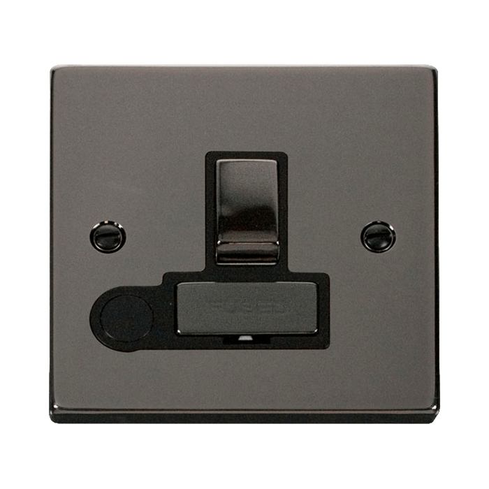 Front view of Click Deco Black Nickel 13A Switched Spur with Flex