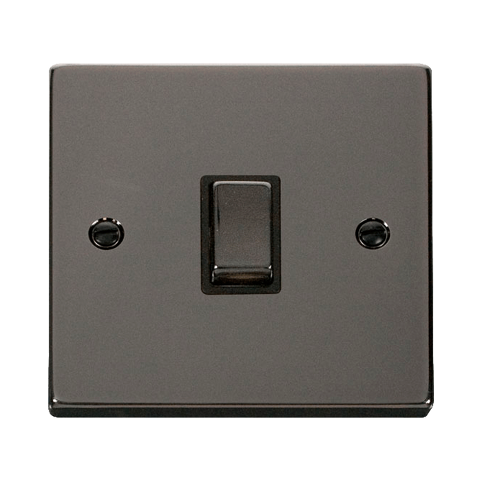 Front view of Click Deco Black Nickel 20A Double Pole Switch