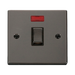 Front view of Click Deco Black Nickel 20A Double Pole Switch with Neon