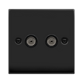Click Deco Matt Black Double TV Socket VPMB066BK