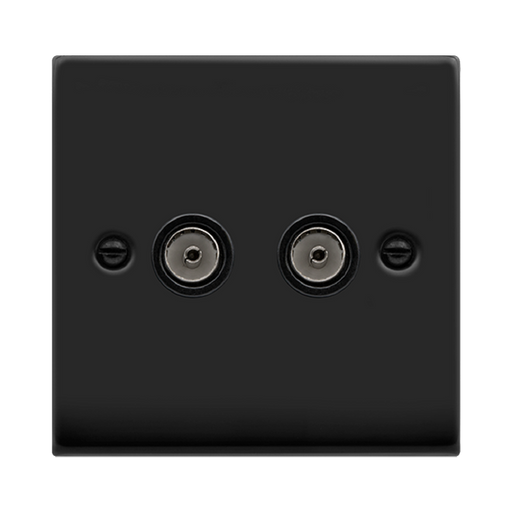 Click Deco Matt Black Double TV Socket VPMB066BK