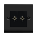 Click Deco Matt Black Double TV Socket VPMB066MBK