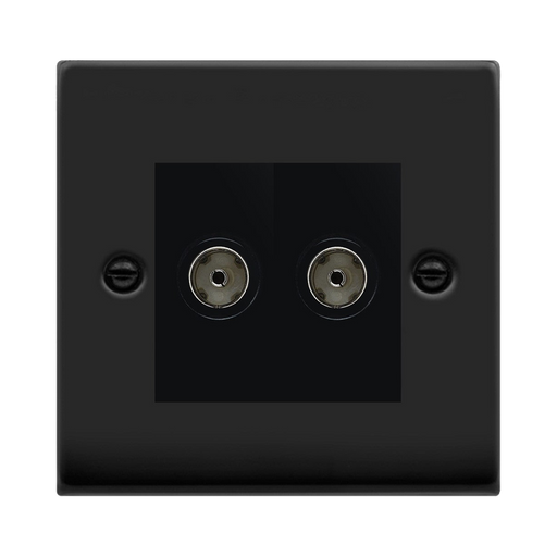Click Deco Matt Black Double TV Socket VPMB066MBK