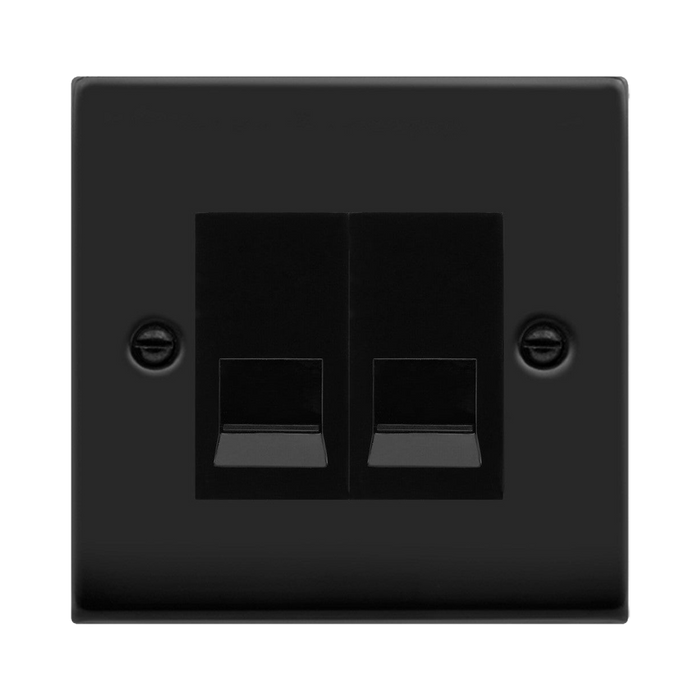 Click Deco Matt Black Double Slave Telephone Socket VPMB126MBK