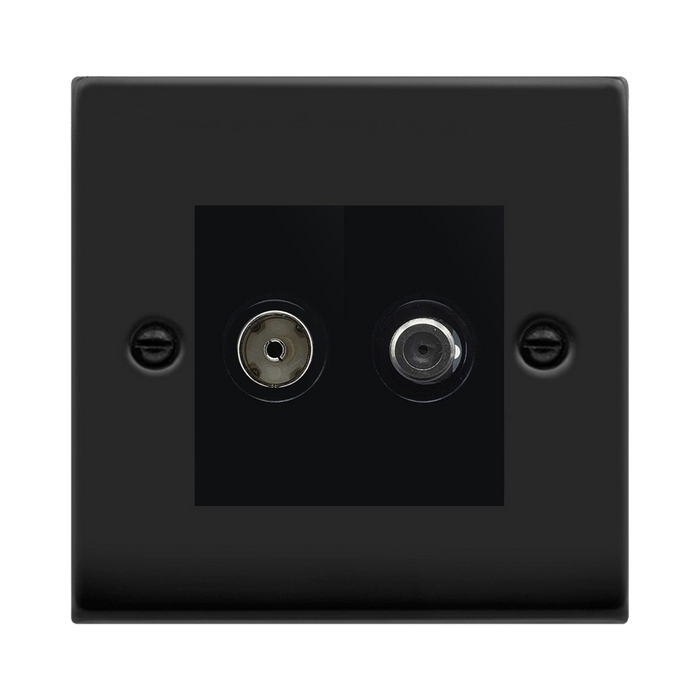 Click Deco Matt Black TV and Satellite Socket VPMB157MBK