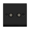 Click Deco Matt Black Double Isolated TV Socket VPMB159BK