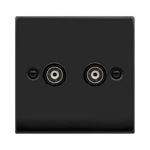 Click Deco Matt Black Double Isolated TV Socket VPMB159BK