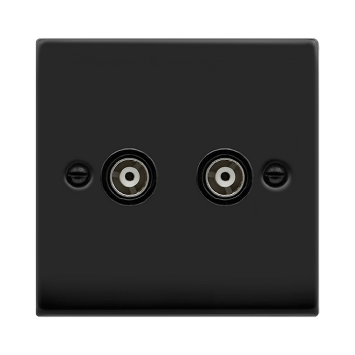 Click Deco Matt Black Double Isolated TV Socket VPMB159BK