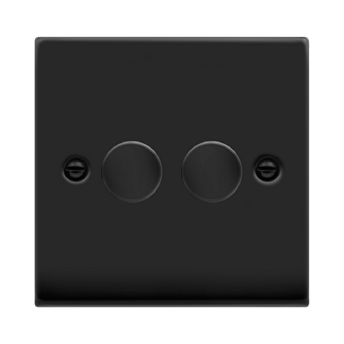 Click Deco Matt Black 2G LED Dimmer Switch VPMB162