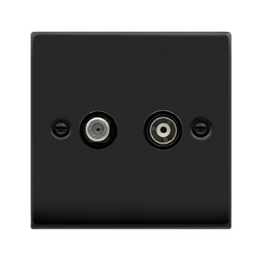 Click Deco Matt Black TV and Satellite Socket VPMB170BK