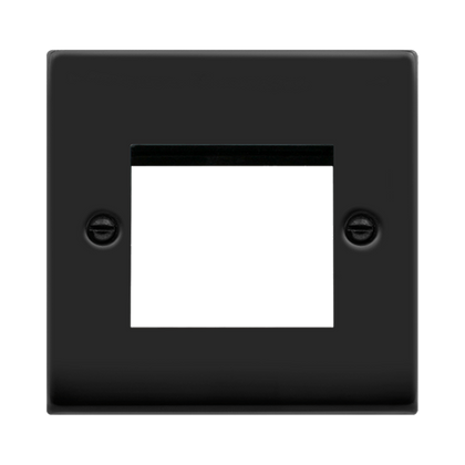 Scolmore Click Deco Matt Black 1 Gang New Media Euro Plate – 2 Apertures VPMB311