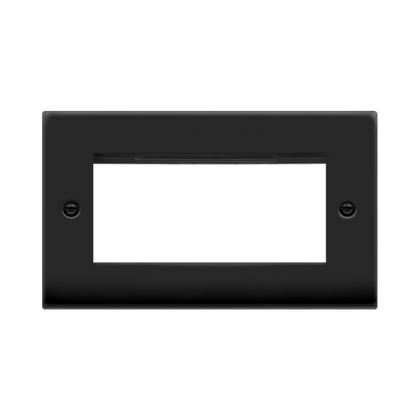 Scolmore Click Deco Matt Black 2 Gang New Media Euro Plate – 4 Apertures VPMB312