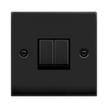 Click Deco Matt Black 2G Light Switch VPMB412BK