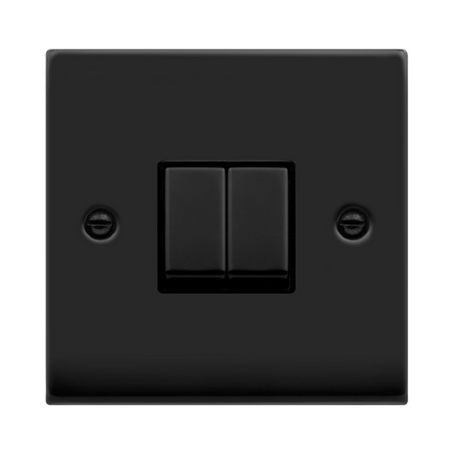 Click Deco Matt Black 2G Light Switch VPMB412BK