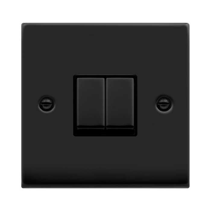 Click Deco Matt Black 2G Light Switch VPMB412BK