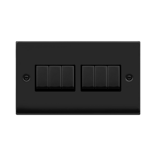 Click Deco Matt Black 6G Light Switch VPMB416BK