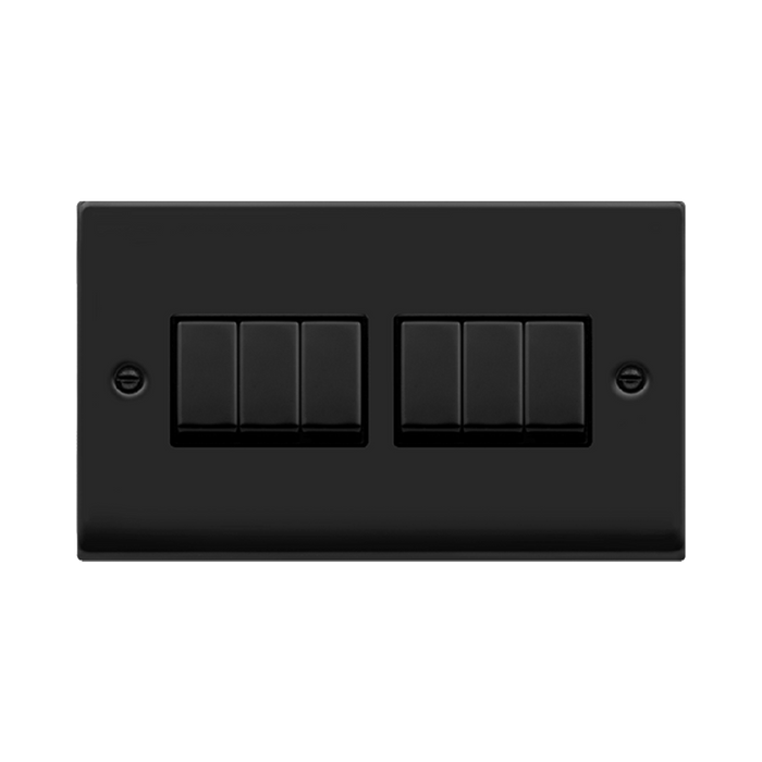 Click Deco Matt Black 6G Light Switch VPMB416BK