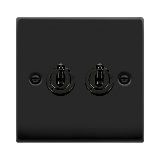 Click Deco Matt Black 2G Toggle Switch VPMB422