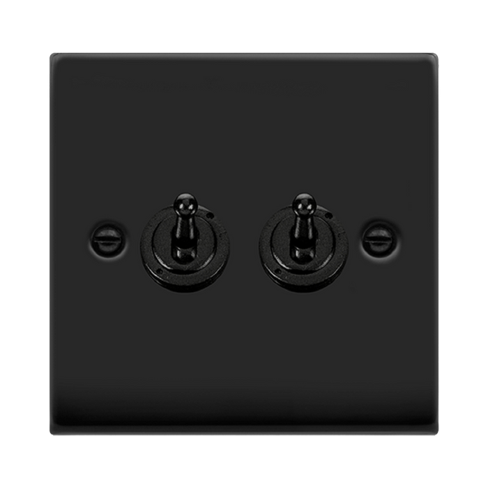 Click Deco Matt Black 2G Toggle Switch VPMB422
