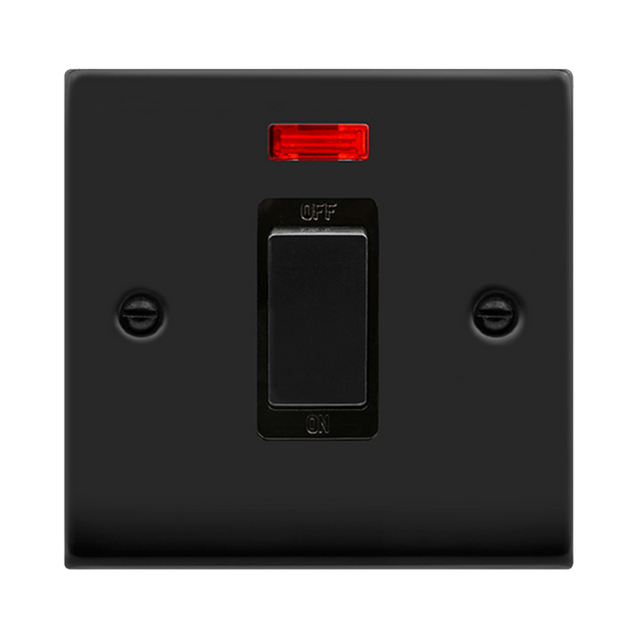 Click Deco Matt Black 45A Cooker Switch with Neon VPMB501BK