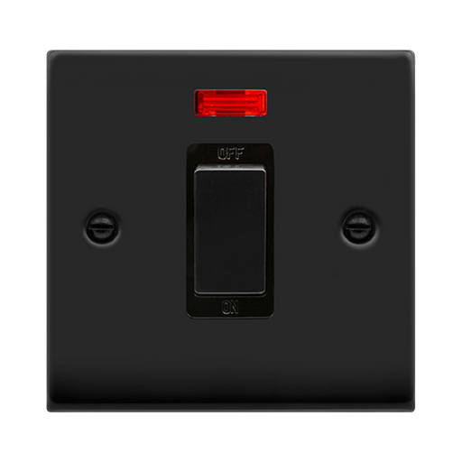 Click Deco Matt Black 45A Cooker Switch with Neon VPMB501BK