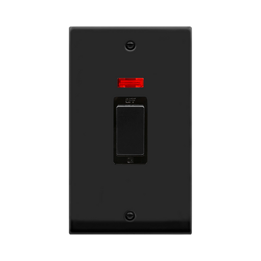 Click Deco Matt Black 45A Cooker Switch with Neon VPMB503BK