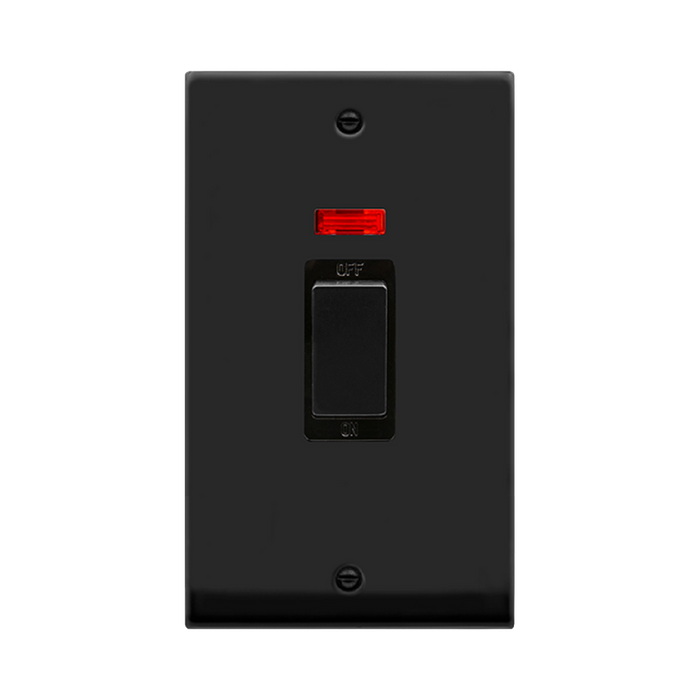 Click Deco Matt Black 45A Cooker Switch with Neon VPMB503BK
