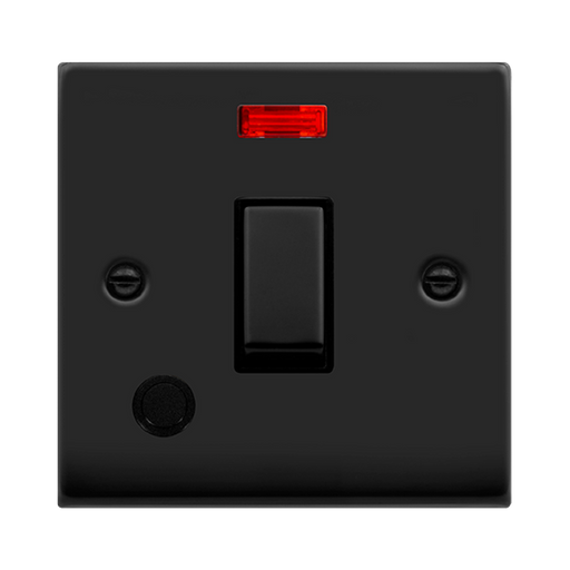 Click Deco Matt Black 20A Double Pole Switch with Neon and Flex VPMB523BK