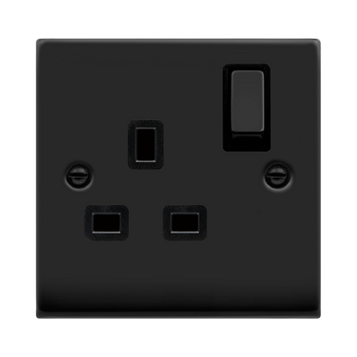 Click Deco Matt Black 13A Single Socket VPMB535BK