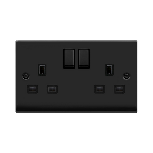 Click Deco Matt Black 13A Double Socket VPMB536BK
