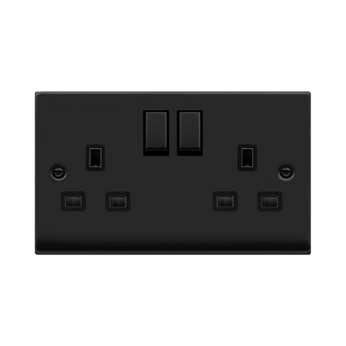 Click Deco Matt Black 13A Double Socket VPMB536BK