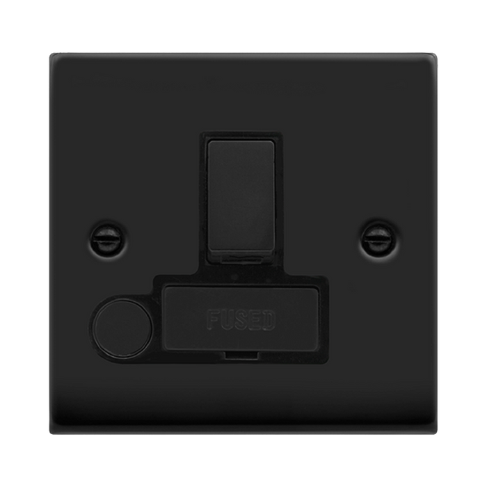 Click Deco Matt Black 13A Switched Spur with Flex VPMB551BK