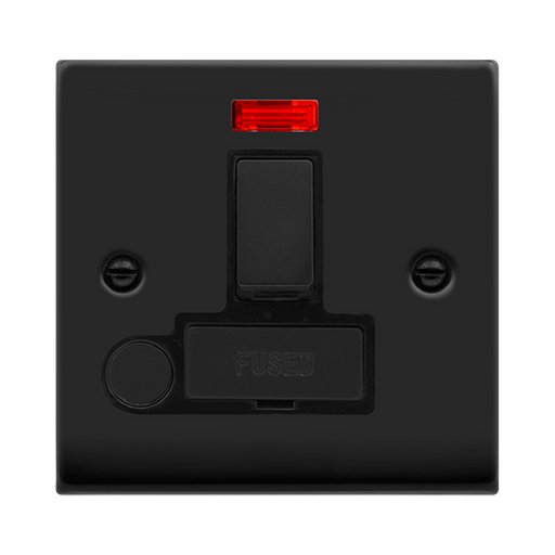 Click Deco Matt Black 13A Switched Spur with Flex and Neon VPMB552BK
