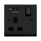 Click Deco Matt Black 13A Single USB Socket VPMB571UBK