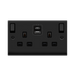 Click Deco Matt Black 13A Double A+C USB Socket VPMB586BK