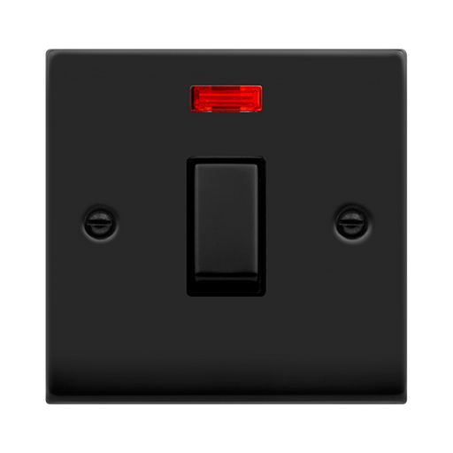 Click Deco Matt Black 20A Double Pole Switch with Neon VPMB723BK