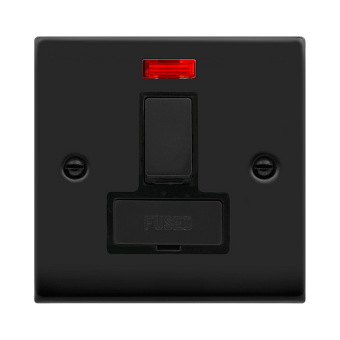 Click Deco Matt Black 13A Switched Spur with Neon VPMB752BK