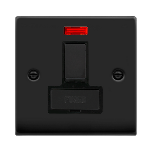 Click Deco Matt Black 13A Switched Spur with Neon VPMB752BK