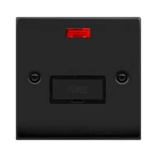 Click Deco Matt Black 13A Unswitched Spur with Neon VPMB753BK