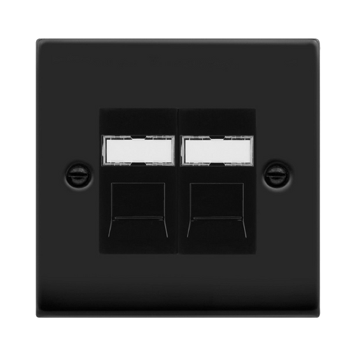 Click Deco Matt Black Double Cat6 Data Socket VPMBRJ4562BK
