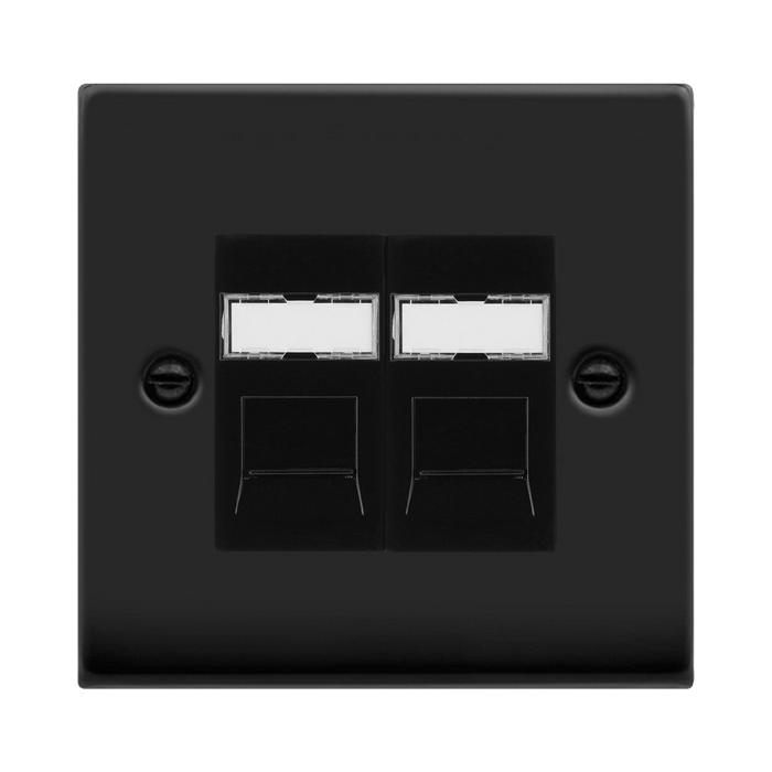 Click Deco Matt Black Double Cat6 Data Socket VPMBRJ4562BK