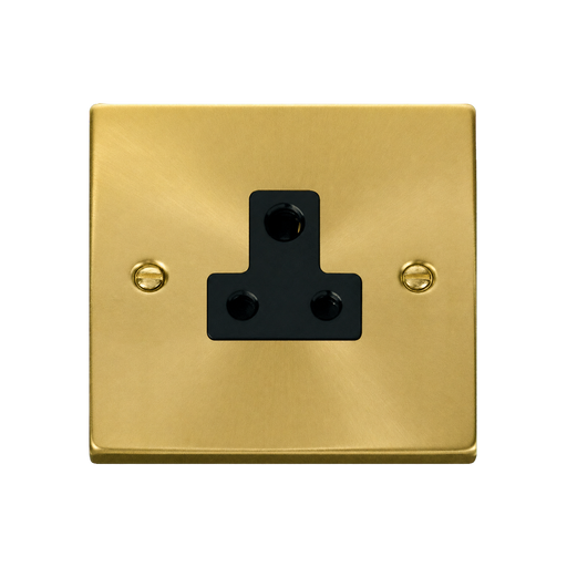 Front view of Click Deco Satin Brass 5A Unswitched Socket
