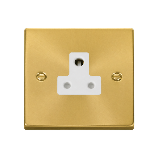 Front view of Click Deco Satin Brass 5A Unswitched Socket