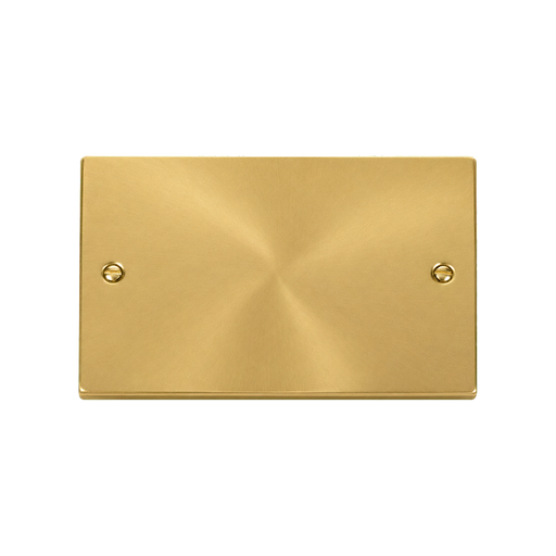Front view of Click Deco Satin Brass Double Blank Plate