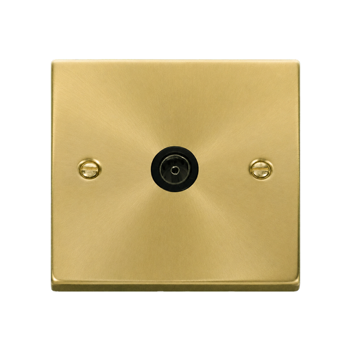 Front view of Click Deco Satin Brass TV Socket