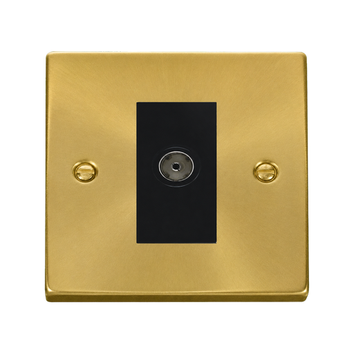 Front view of Click Deco Satin Brass TV Socket