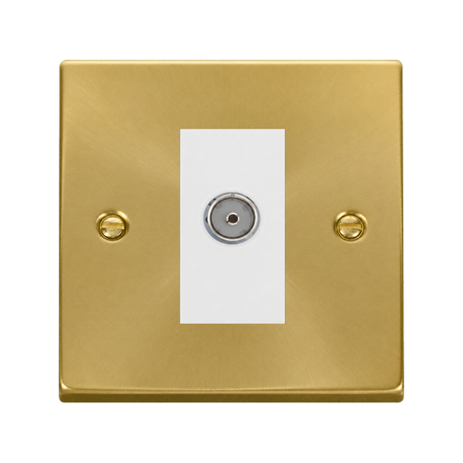 Front view of Click Deco Satin Brass TV Socket